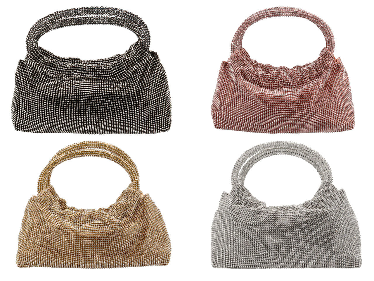 Pochette da sera in tessuto con zirconi - disponibili in vari colori