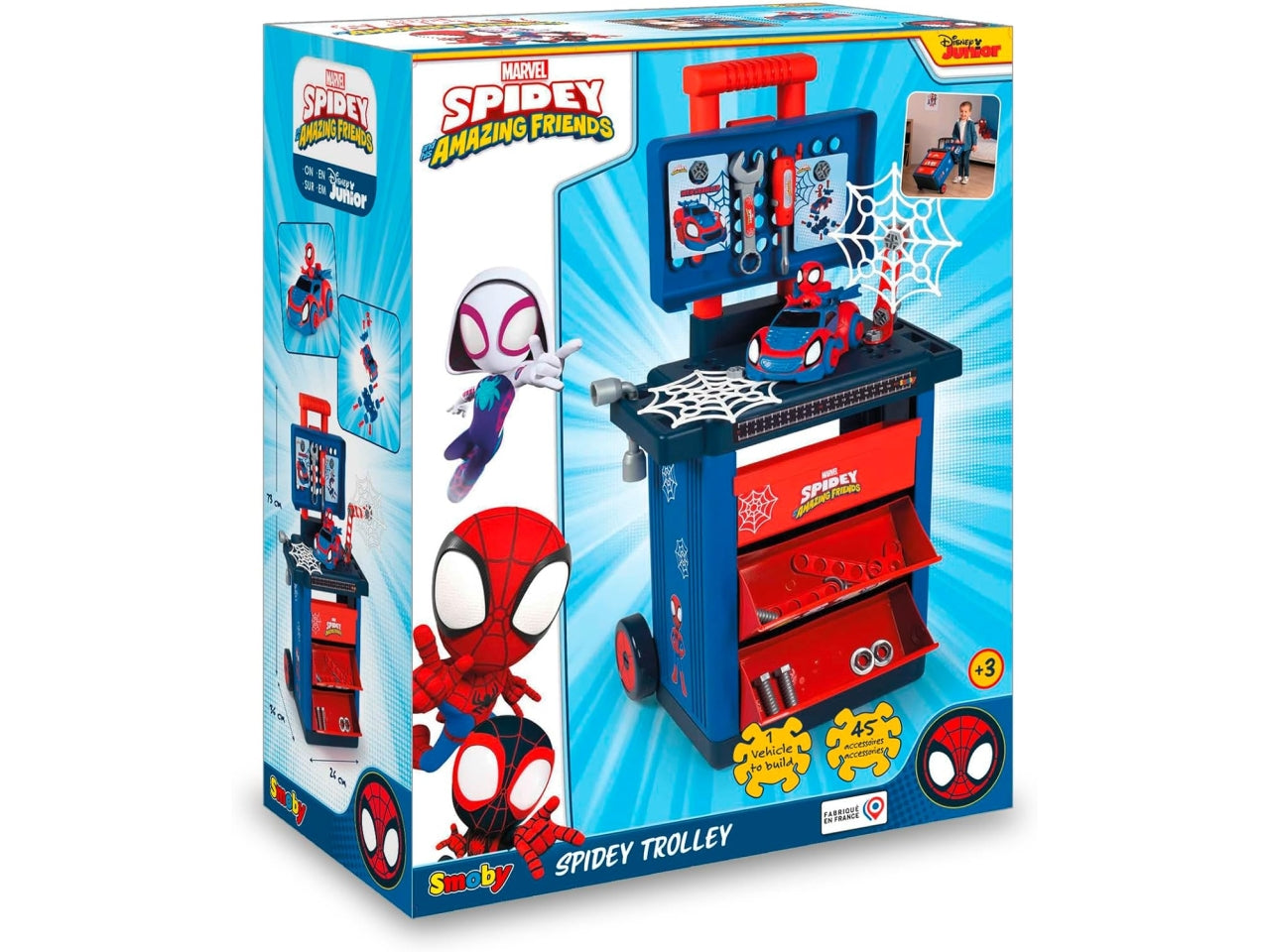 Spidey workshop cart carrello del fai da te con auto da costruire