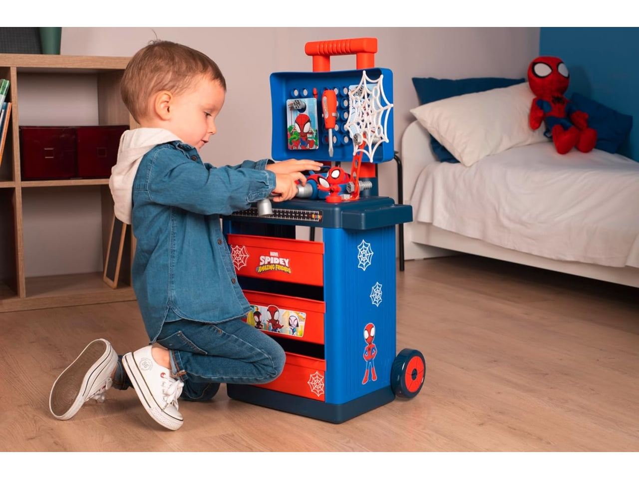 Spidey workshop cart carrello del fai da te con auto da costruire