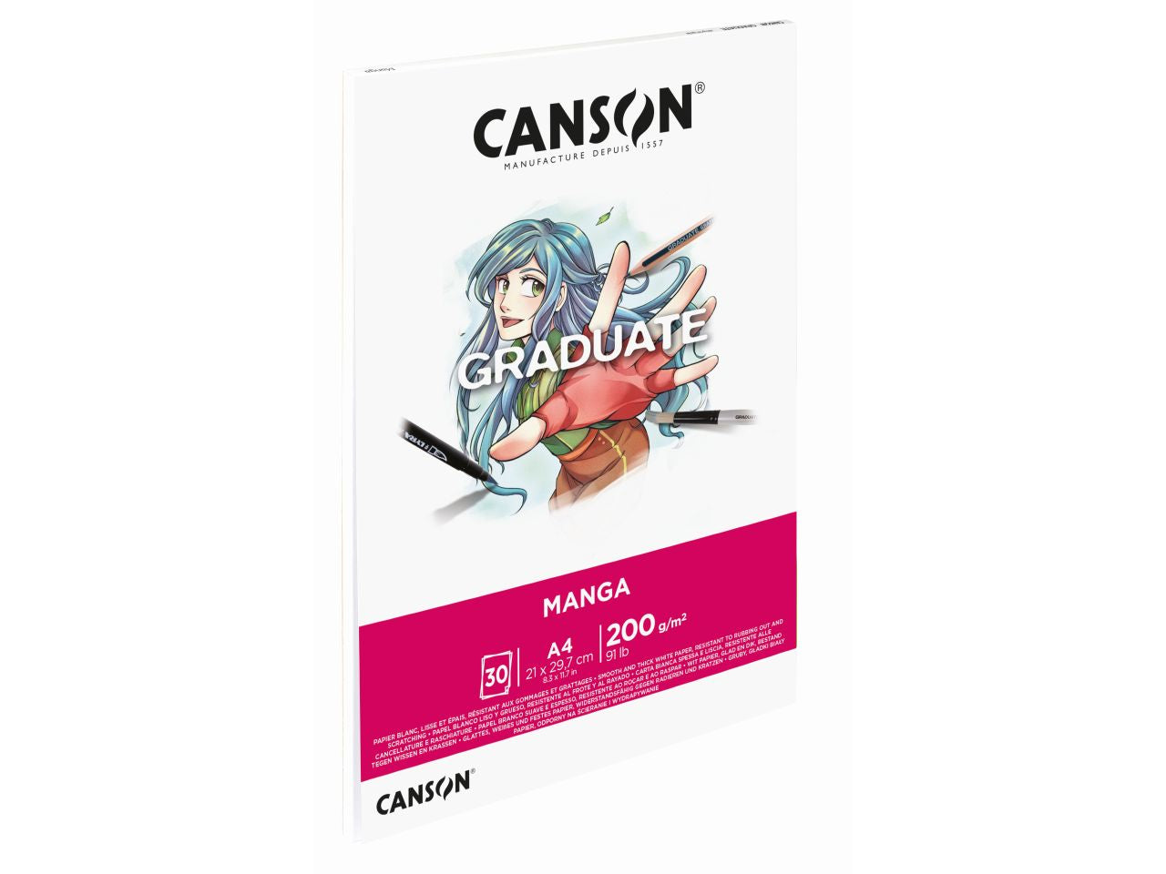 Blocco da disegno graduate manga misura a4 21x29,7cm 200g/m2 con 30 fogli