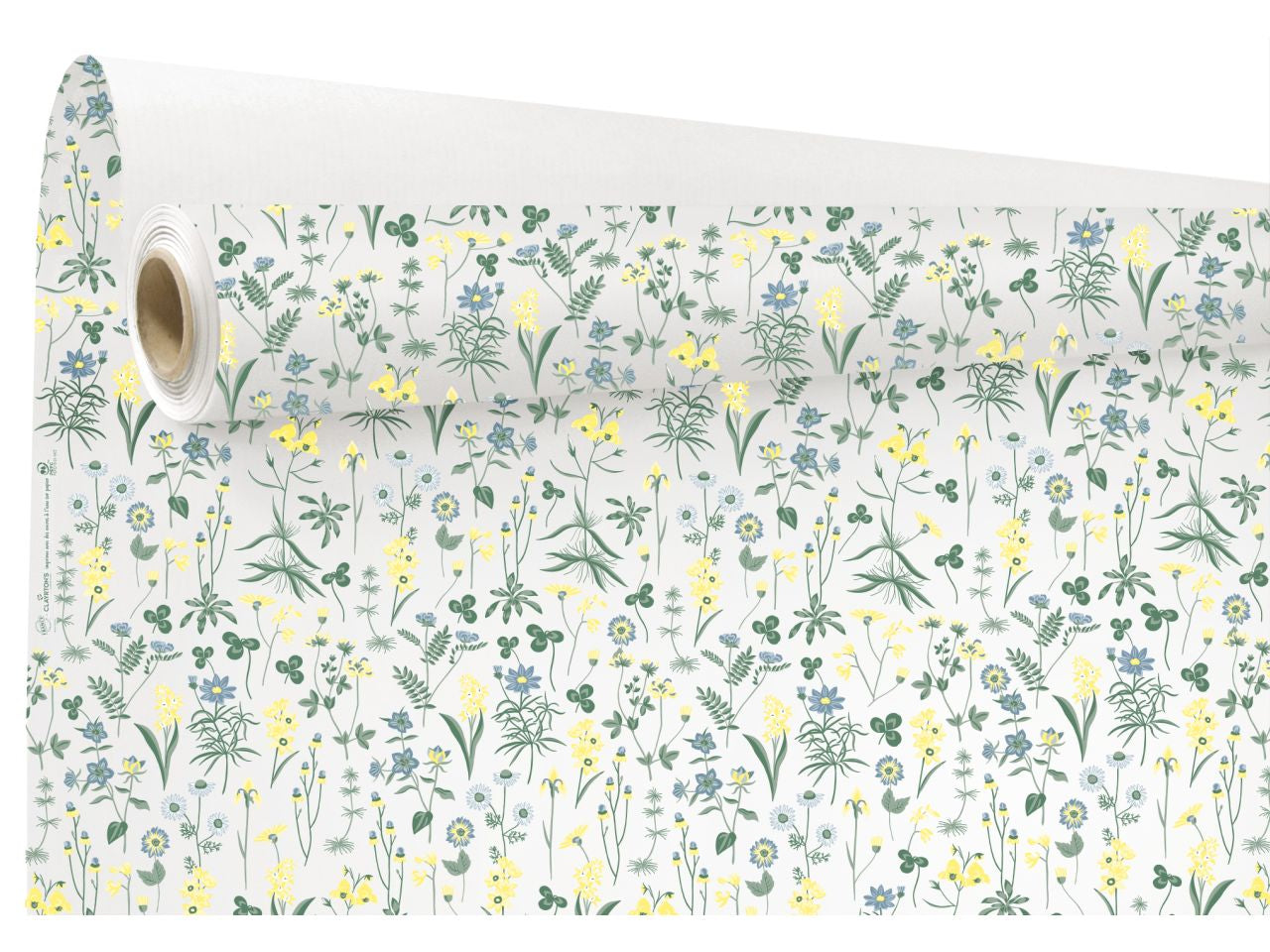 Bobina bianca con decorazioni floreali gialle misura 40x0,79m