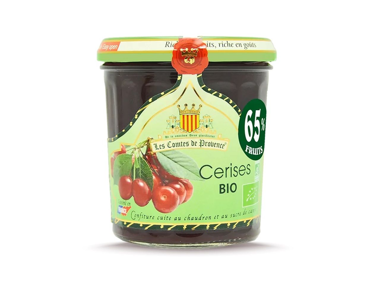 Confettura bio ciliegia 65% frutta 350gr les comtes de provence