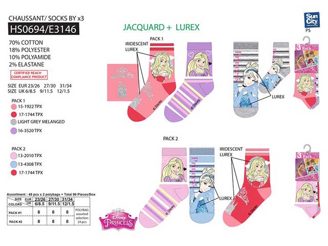 Princesse calzini 3 pezzi hs0694