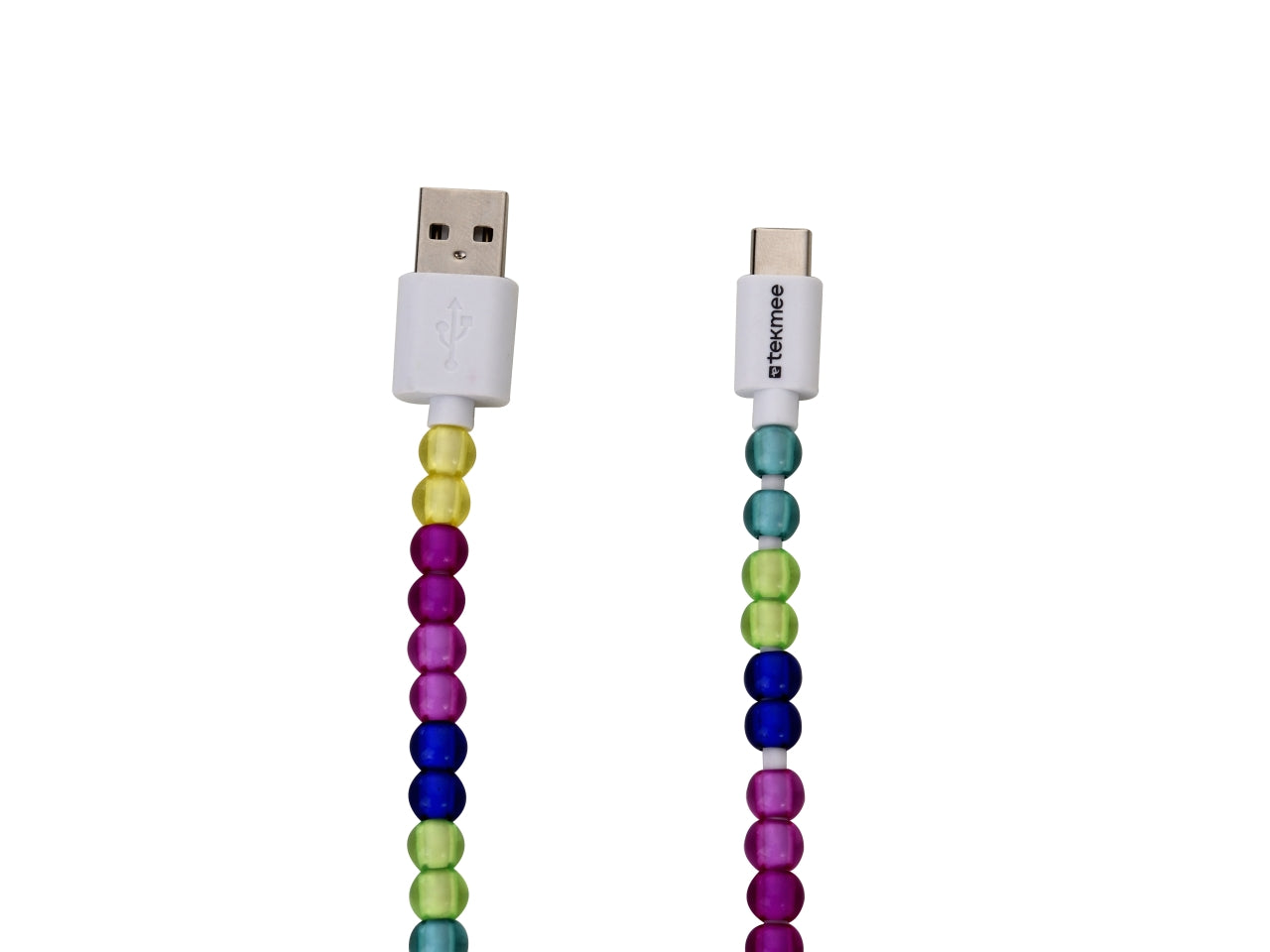 Tekmee cavo 1m usb / type-c con perle multicolor luminose
