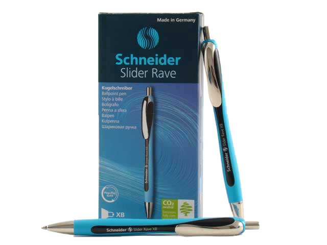 Penna a sfera Stabilo a scatto Schneider Slider Rave tratto extra largo (XB) nera 1,0 mm