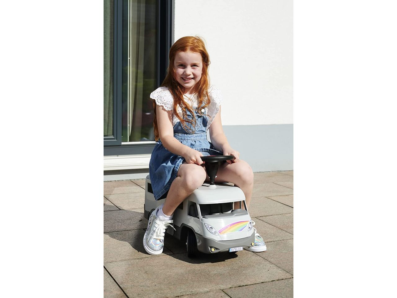 Big tronchesini camper con volante, pneumatici silenziosi, 2-in-1, tetto smontabile, adatto da 2 a 5 anni
