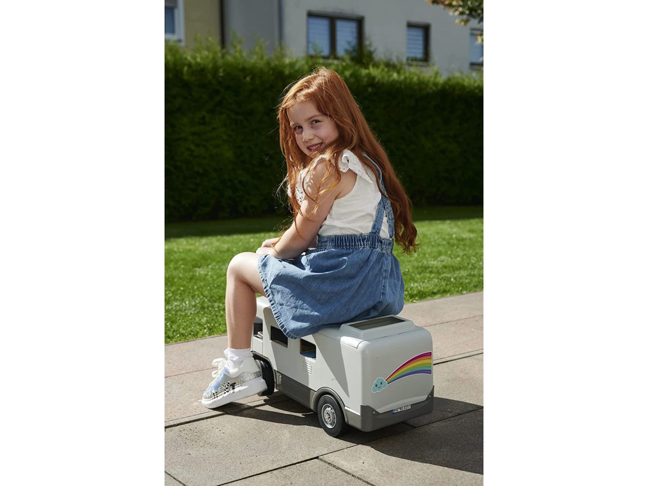 Big tronchesini camper con volante, pneumatici silenziosi, 2-in-1, tetto smontabile, adatto da 2 a 5 anni