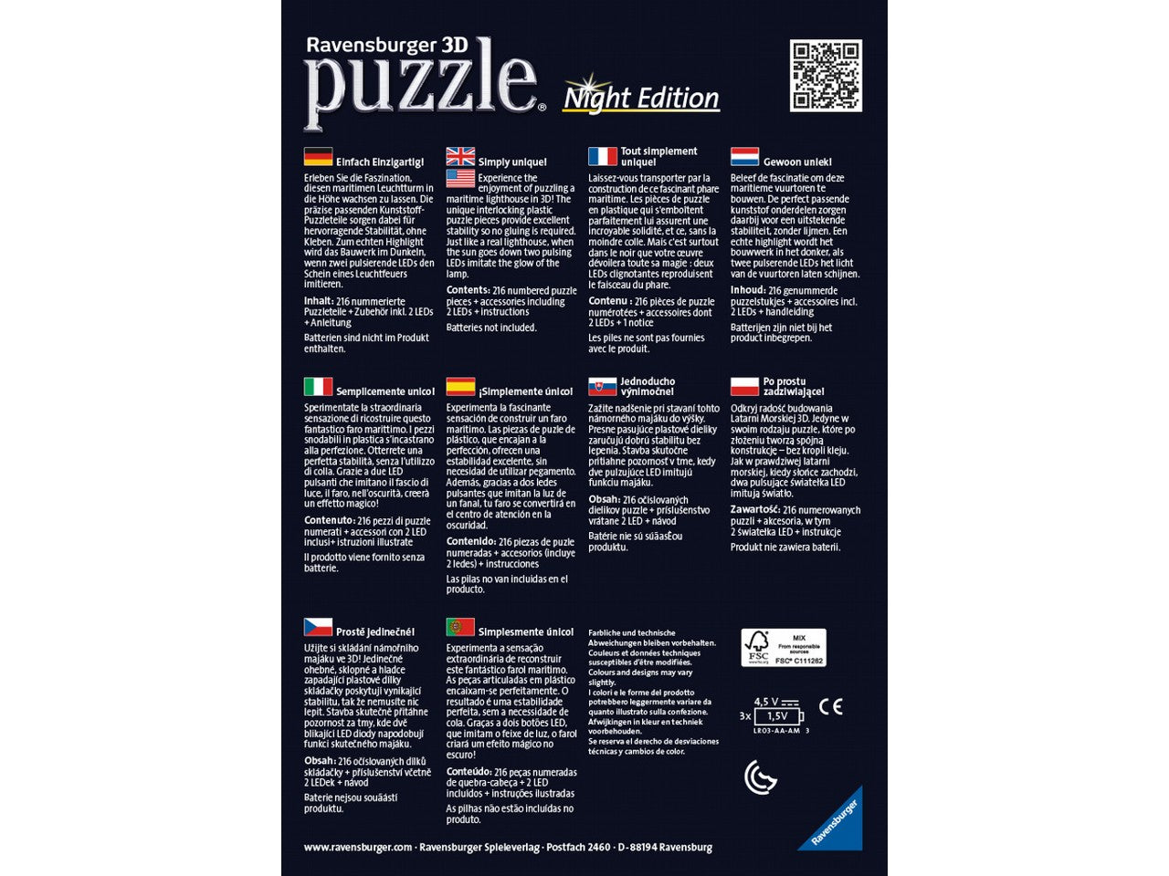Puzzle 3d 216pz.faro c/luce 12577$
