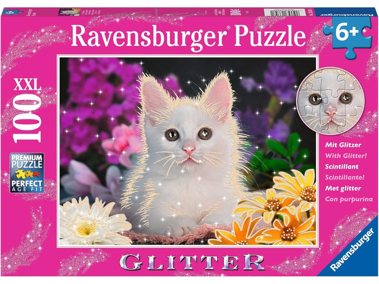 Puzzle Gattino Glitter, 100 Pezzi XXL, Età Raccomandata 6+ Anni - Ravensburger
