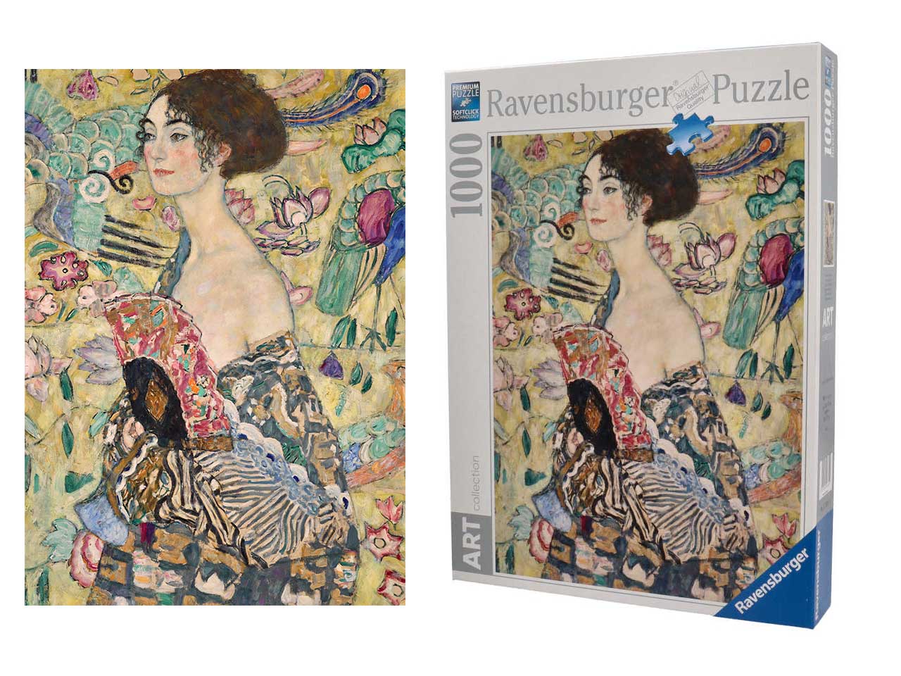 Puzzle klimt: dama con ventaglio da 1000 pezzi