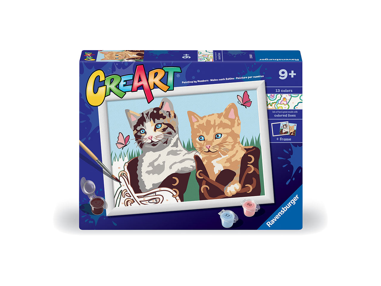 CreArt Serie Classic: Gattini in Stivaletti - Set da Dipingere con 15 Colori e Cornice - Ravensburger