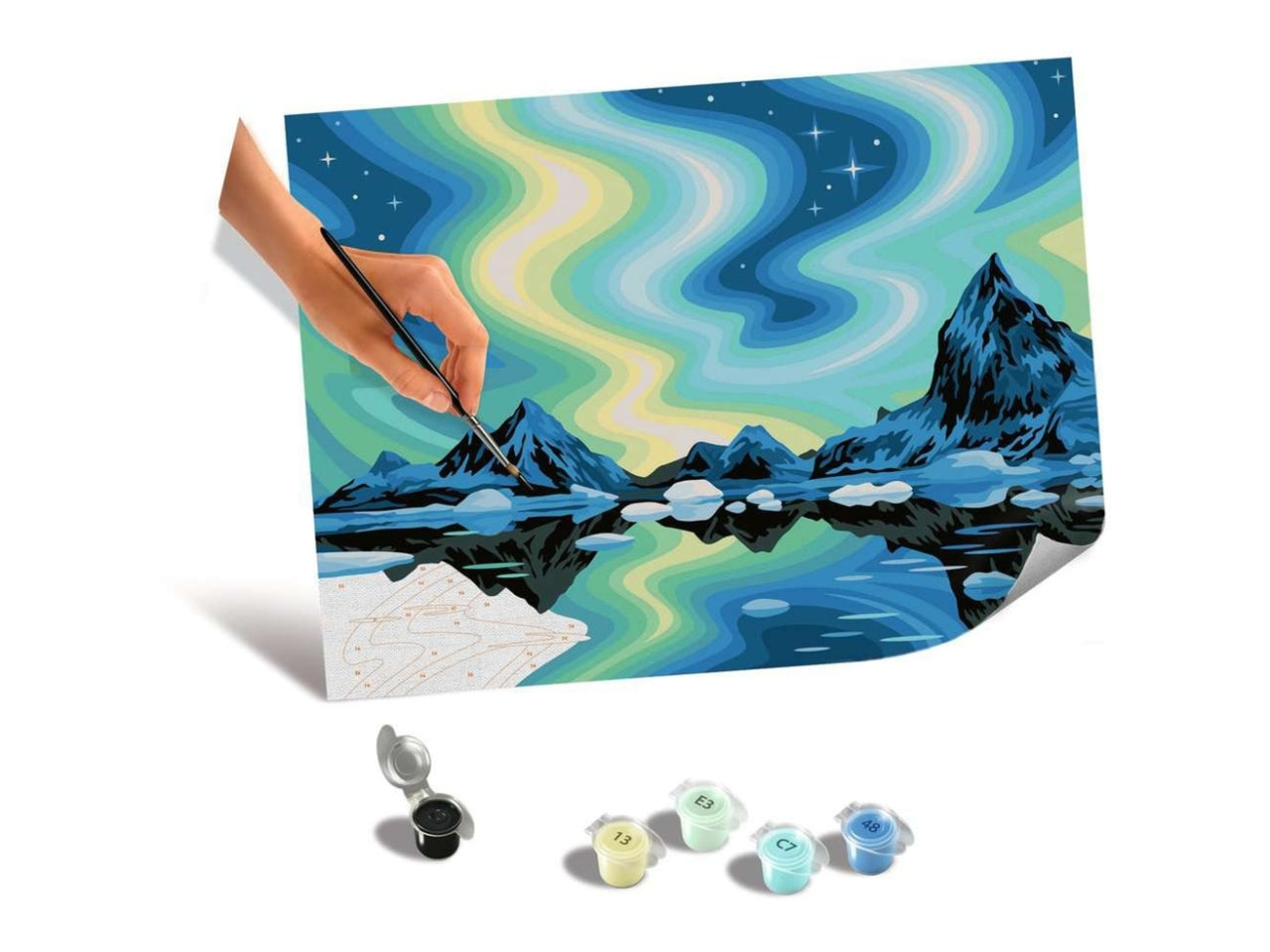 Ravensburger Luci del nord, kit per dipingere con i numeri, 40x30 cm per ragazzi dai 14+ anni