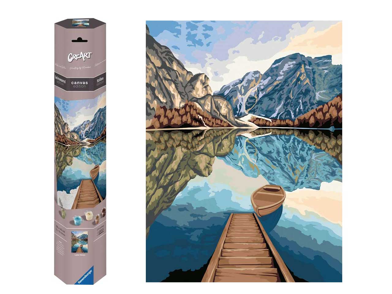 Ravensburger Creart Lago di montagna, kit per dipingere con i numeri, 40x30 cm per ragazzi dai 14+ anni