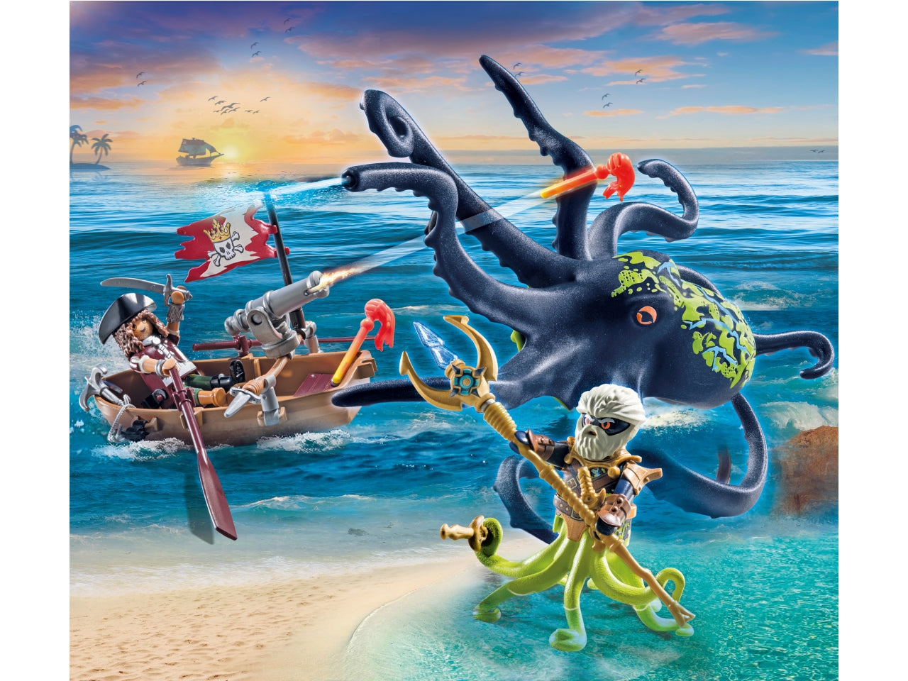 Playmobil pirata contro piovra gigante