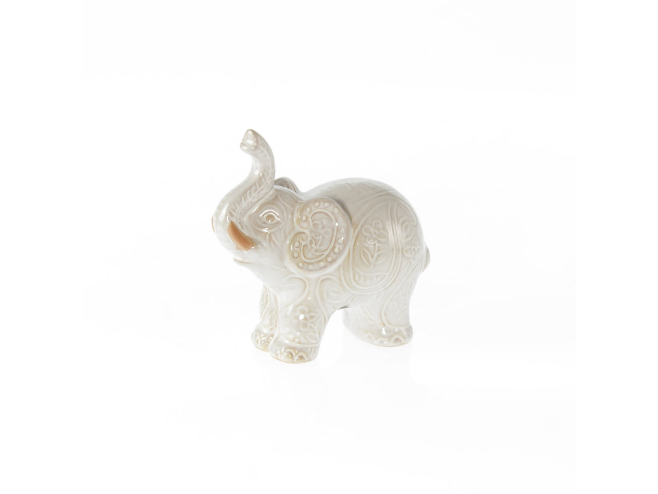 Statua elefante in terracotta boho bianco e beige 13x7,5x13 cm - Goldbach