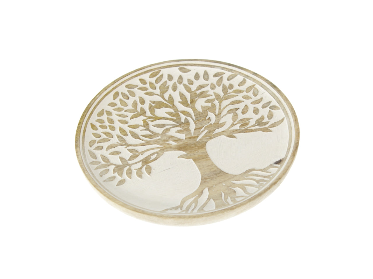 Piatto in legno con albero della vita Boho legno marrone/bianco 20x2,5 cm - Goldbach