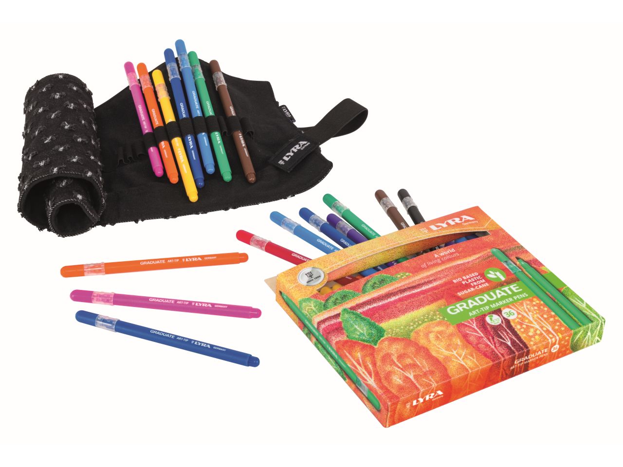 Pennarelli lyra graduate art-tip inodore in plastica bio - la confezione comprende 36 pennarelli