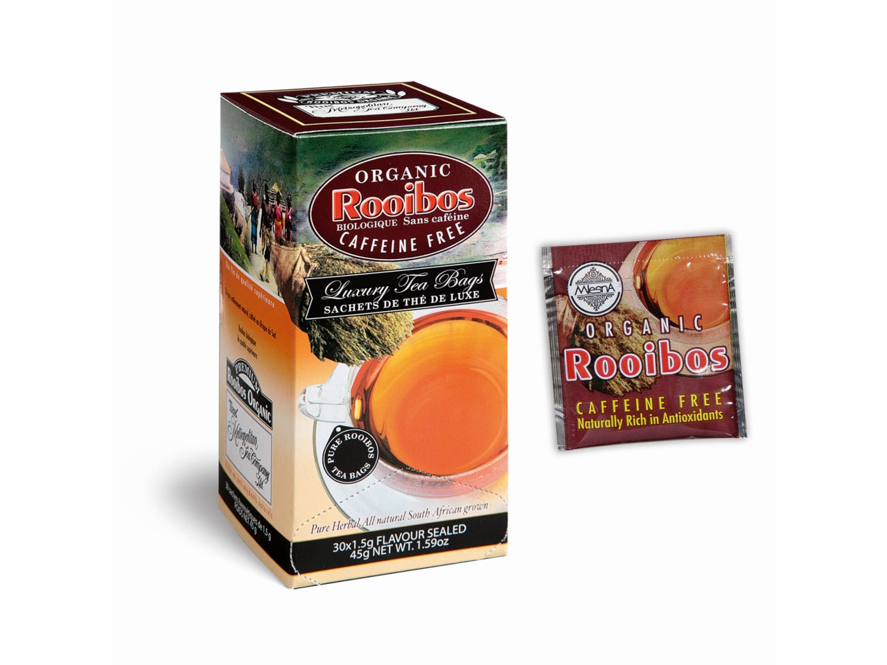 Infuso di rooibos biologico - la confezione comprende 30 filtri da 1,5gr ciascuno