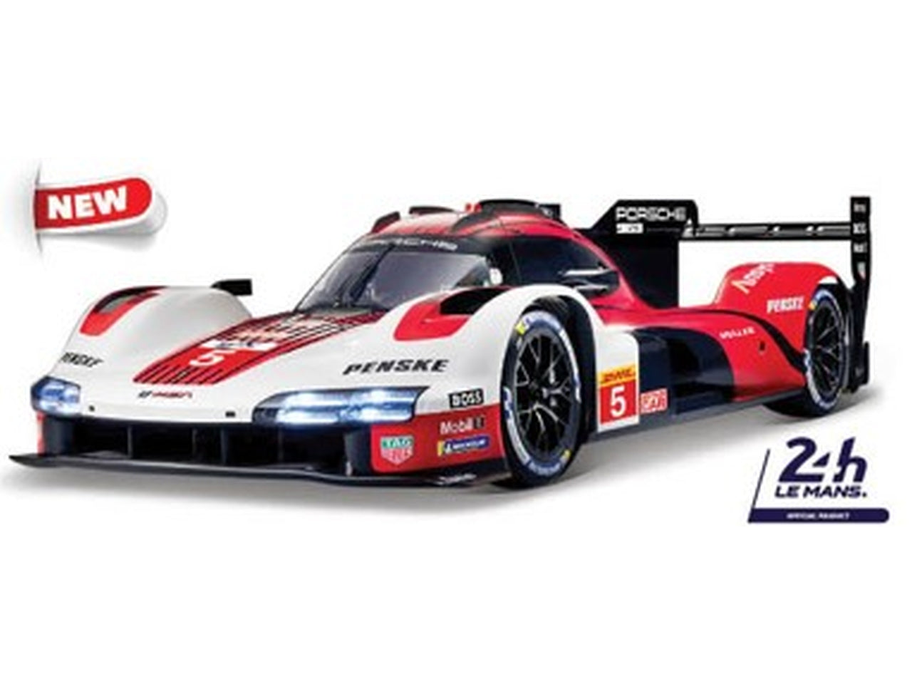 Modellino Auto Porsche 963 24h Le Mans - Scala 1:24: Die-cast Bianco e Rosso, Licenza Ufficiale Porsche, Dettagli Realistici, Dimensioni 10,2x12,45x24,2 cm, Età 14+ | Bburago