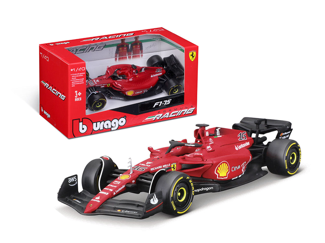 Modellino ferrari f1-75 16 leclerc scala 1:43