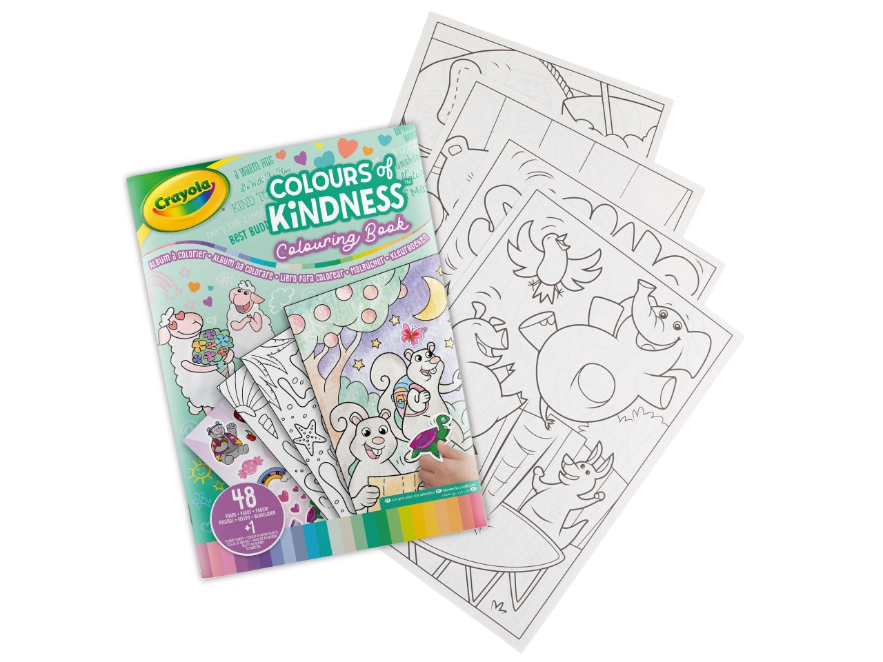 Album da Colorare Colours of Kindness 48 Pagine con Adesivi - Multicolor, 21x0,8x29 cm, 195 gr, Carta, Certificato CE, Unisex, Età 3+ | Crayola