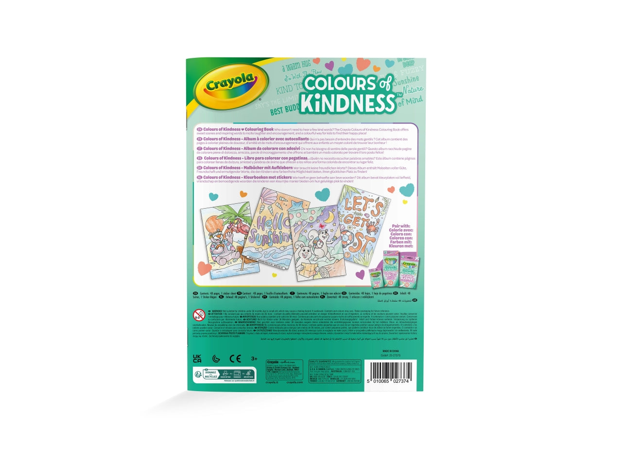 Album da Colorare Colours of Kindness 48 Pagine con Adesivi - Multicolor, 21x0,8x29 cm, 195 gr, Carta, Certificato CE, Unisex, Età 3+ | Crayola