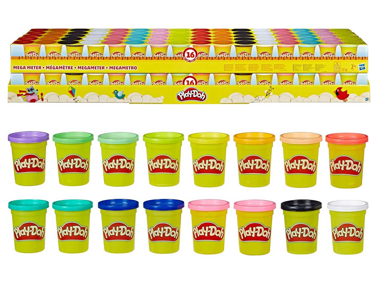 Play-Doh mega metro con 16 barattoli di pasta modellabile assortiti, per bambini dai 2+ anni, Hasbro