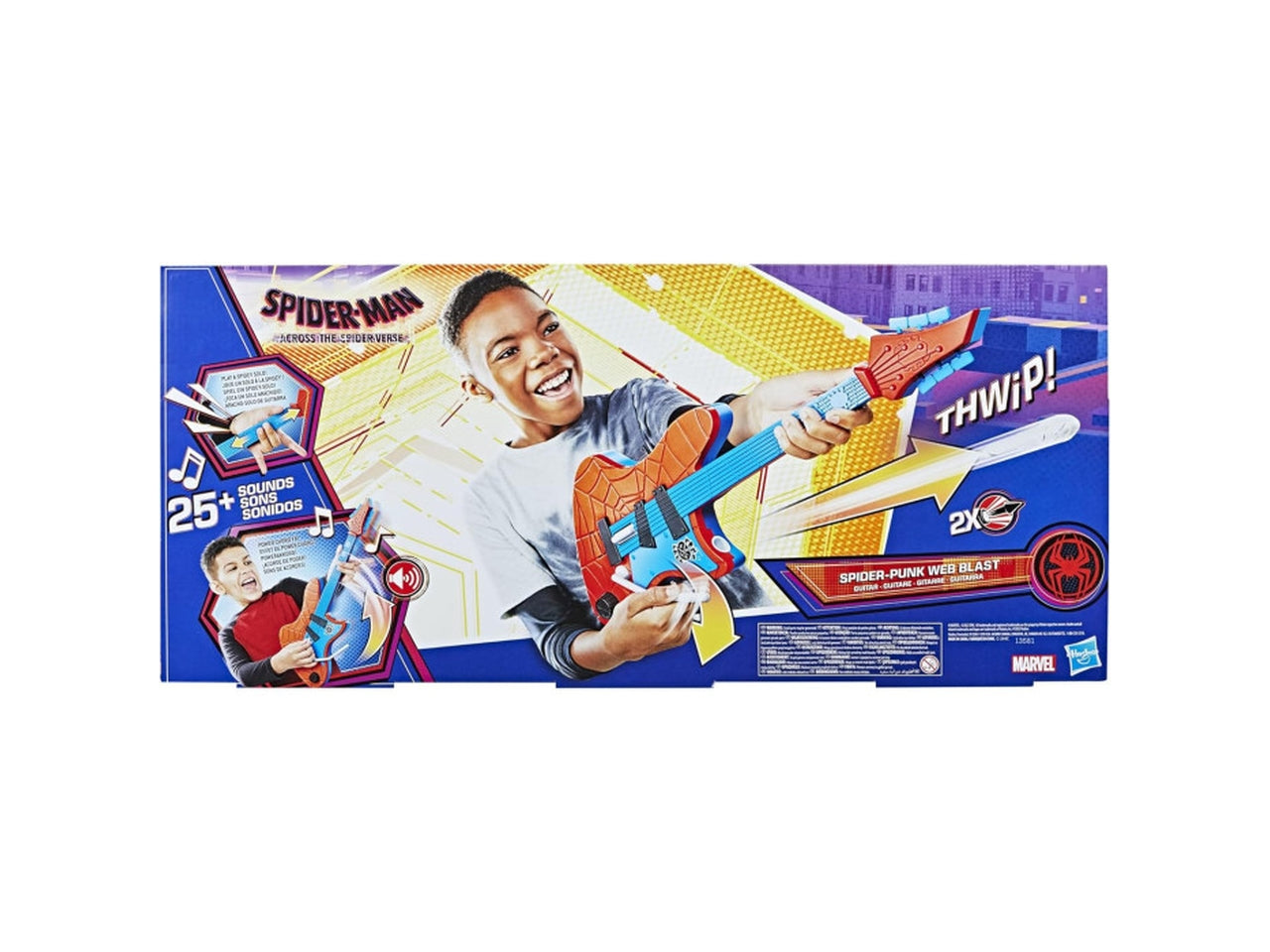Spiderman chitarra elettronica con 25 suoni sparaproiettili per bambini dai 5+ anni, Marvel hasbro
