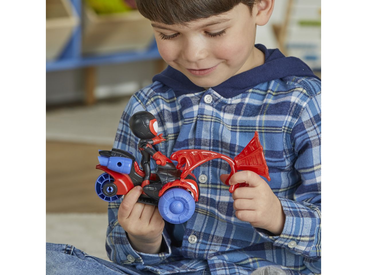 Spidey veicolo con personaggio e accessori - miles techno racer