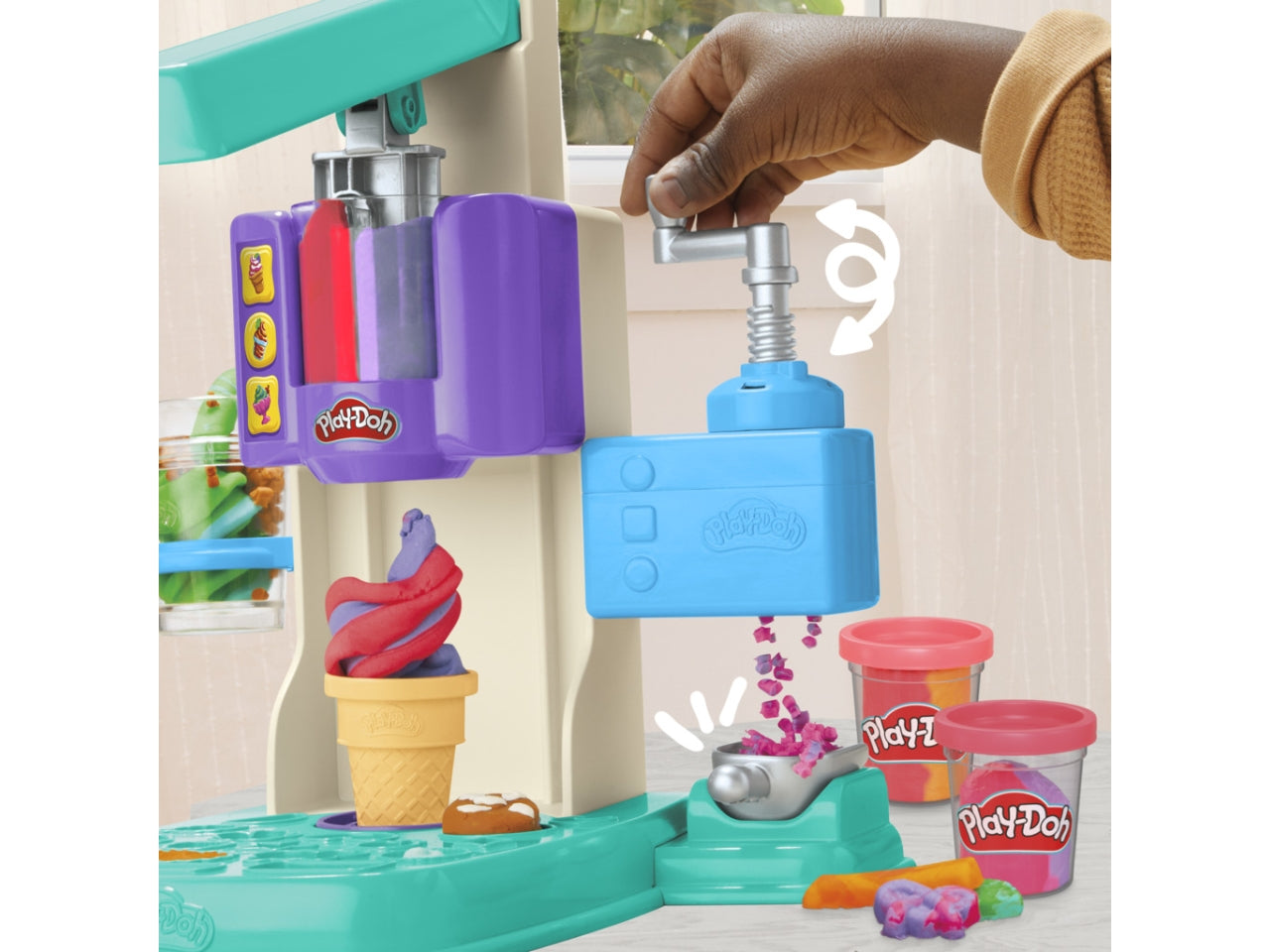 Play-doh gelateria arcobaleno, giocattolo interattivo con plastilina 3+ Hasbro