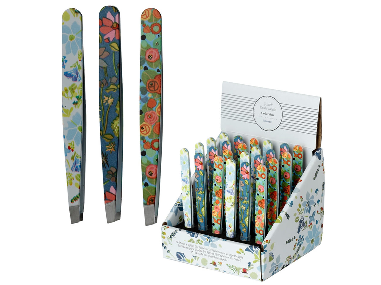 Pinzette per sopracciglia in metallo multicolor con decorazione floreale - Puckator