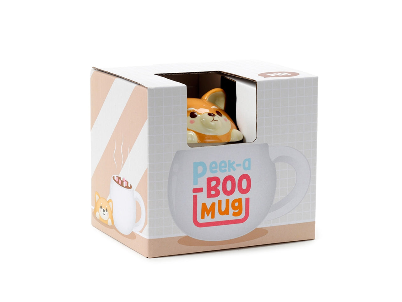 Tazza mug in ceramica dolomite bianco e arancio con coperchio a forma di testa di cane Shiba - Puckator