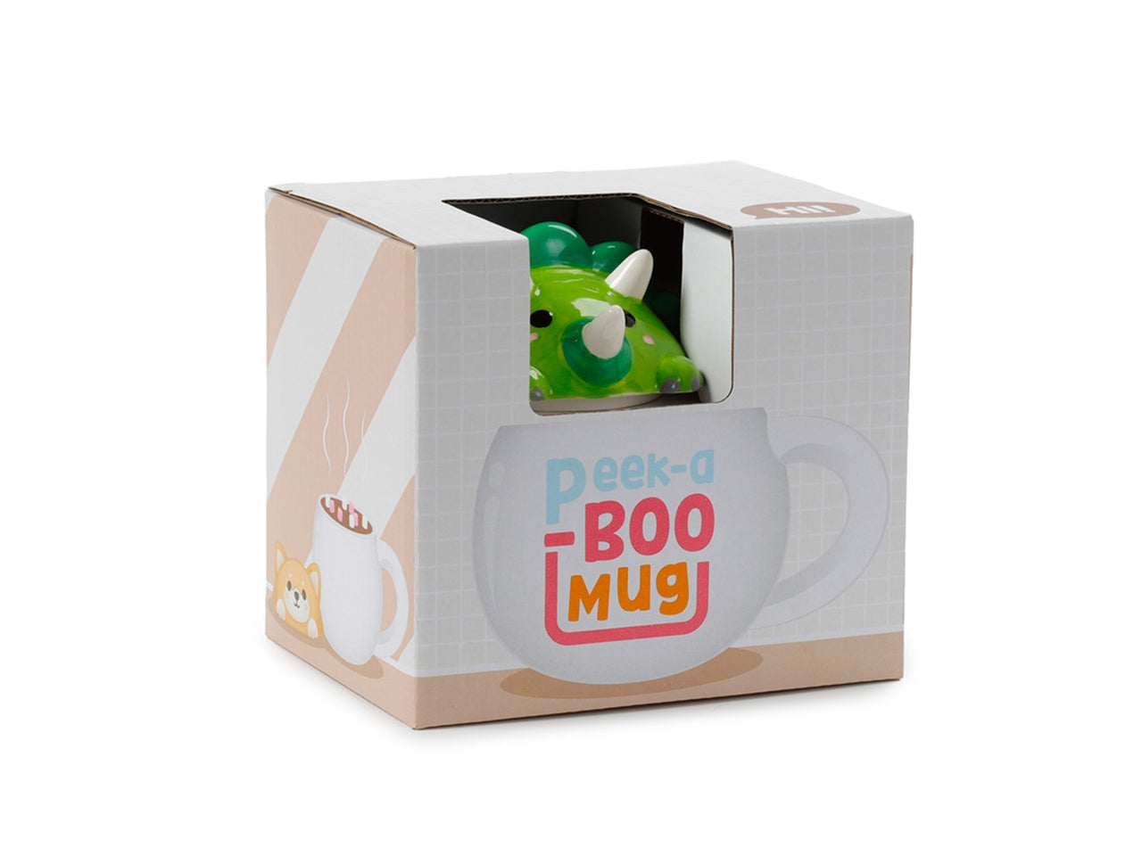 Tazza mug in ceramica con coperchio sagomato a forma di dinosauro verde - Puckator
