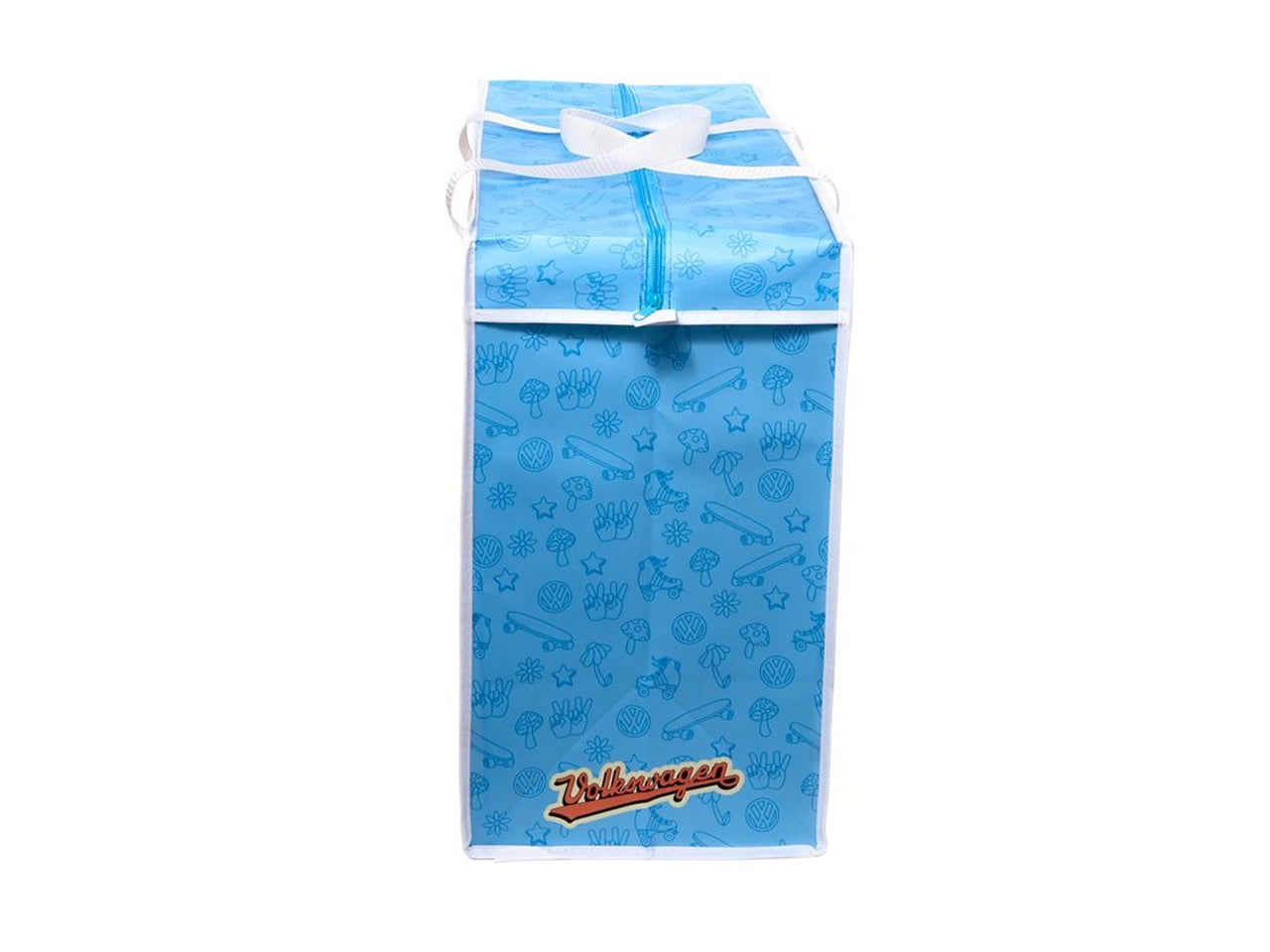 Sacca per il bucato con zip in polipropilene, celeste e bianco, vintage con grafica di pulmino Volkswagen 48x55x28 cm - Puckator