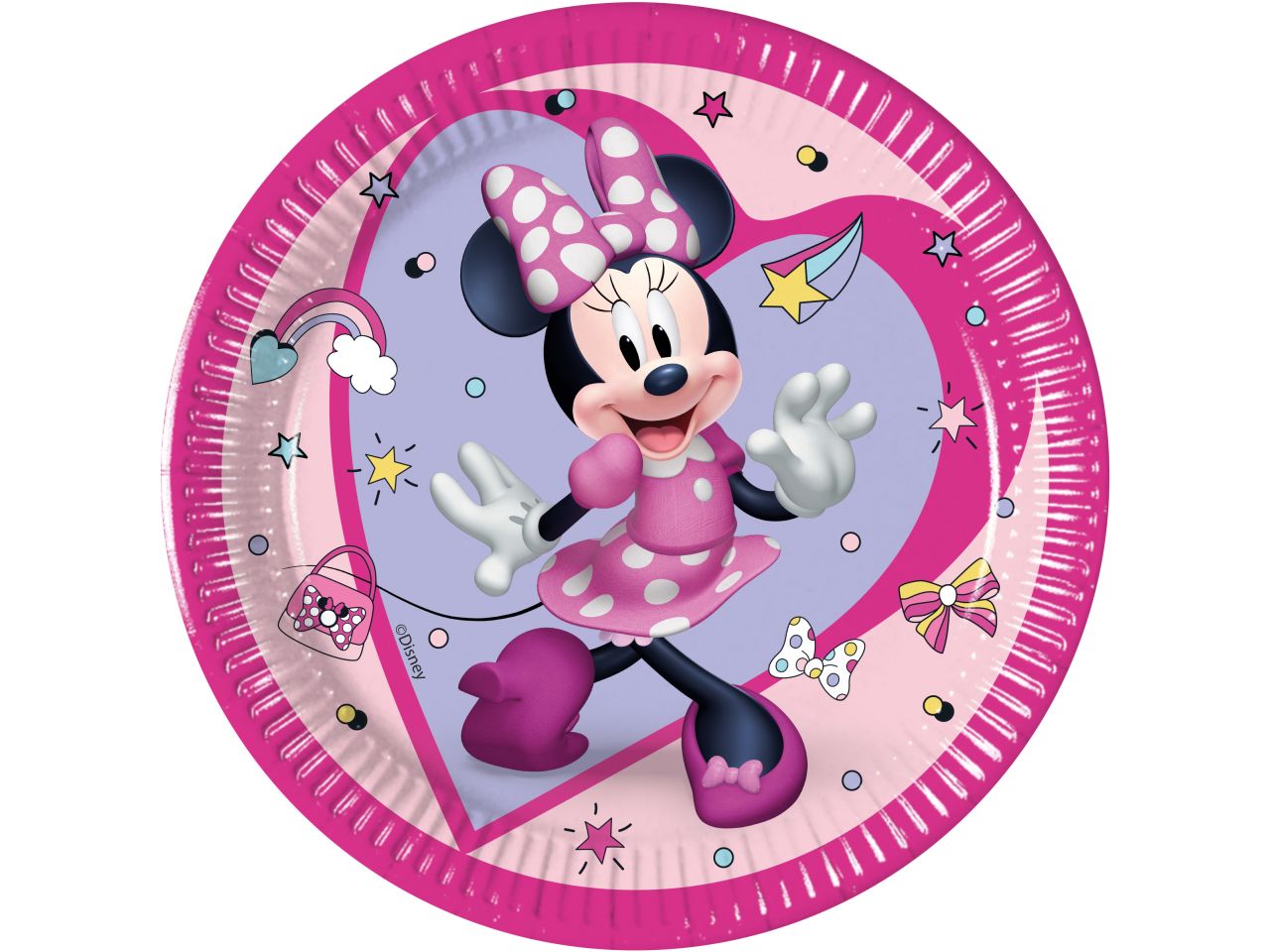 Piatti di carta minnie junior misura d.20cm - la confezione comprende 8 piatti