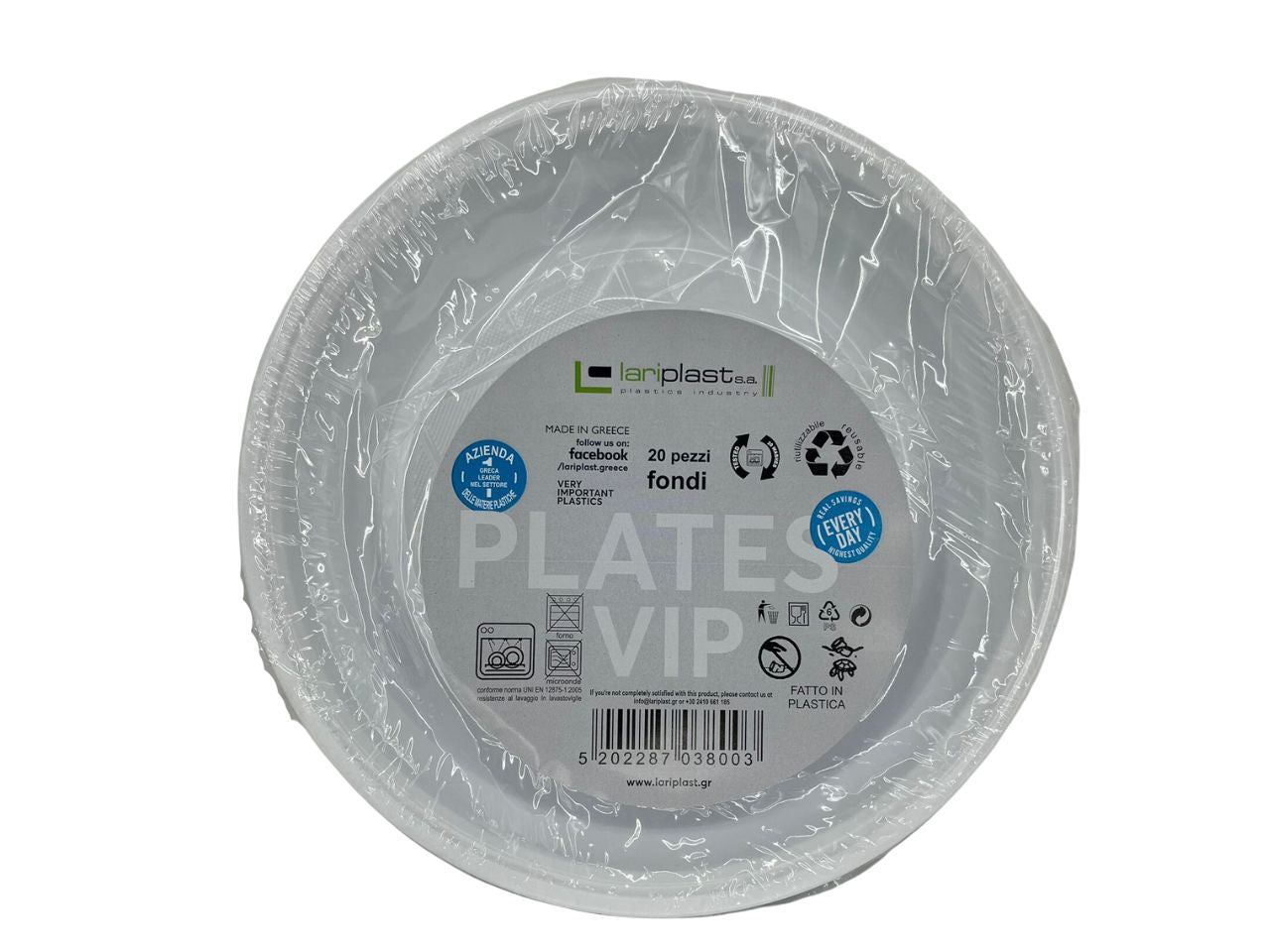 Piatto fondo in plastica riutilizzabile - la confezione contiene 16 piatti