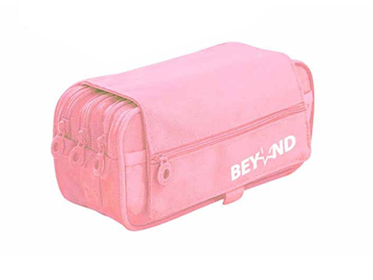 Astuccio bauletto 4 zip in poliestere tinta unita rosa 22x11x9 cm - Dimagraf