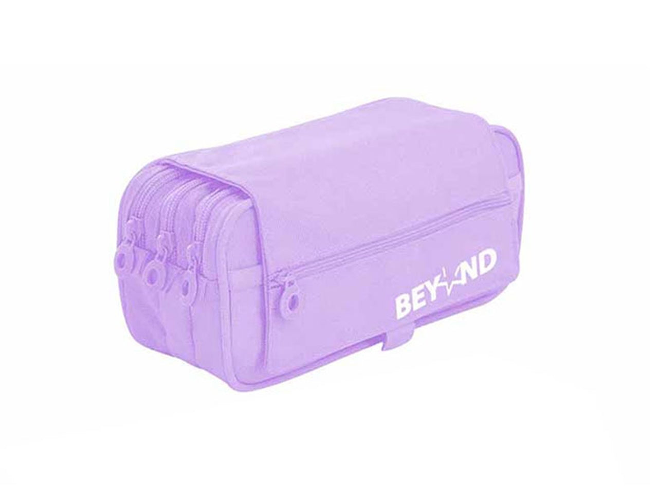 Astuccio bauletto 4 zip in poliestere tinta unita lilla 22x11x9 cm - Dimagraf