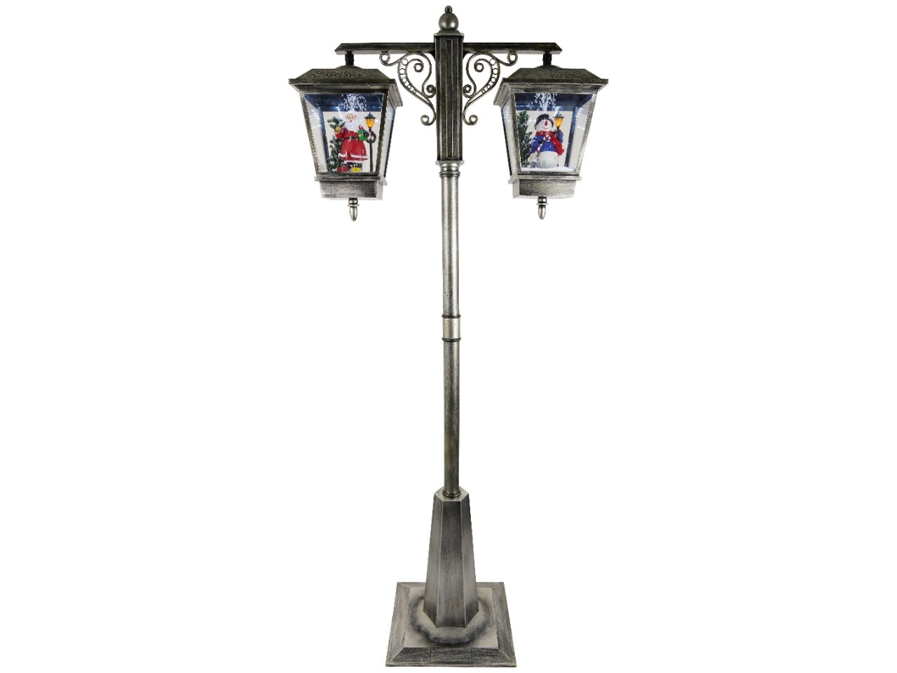 Lampione natalizio 80x40x180cm nero/argento con led e animazione adattatore incluso