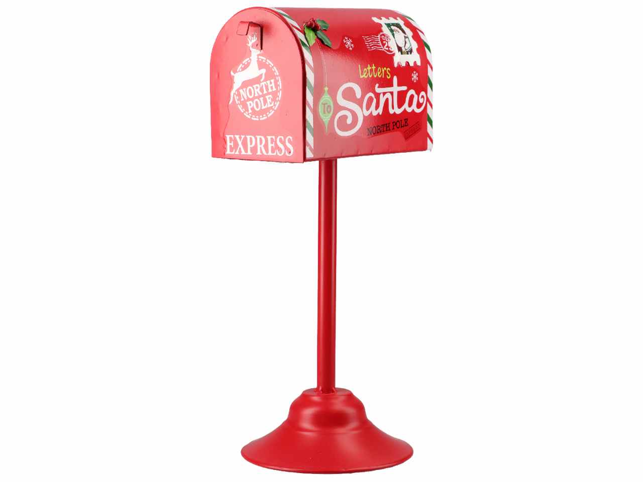 Cassetta della posta di natale rossa 16x12,5x32cm in metallo