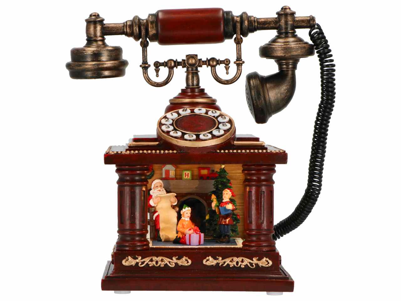 Scenario telefono con babbo natale e bimbi 25x18,2x27,3cm e led multicolor