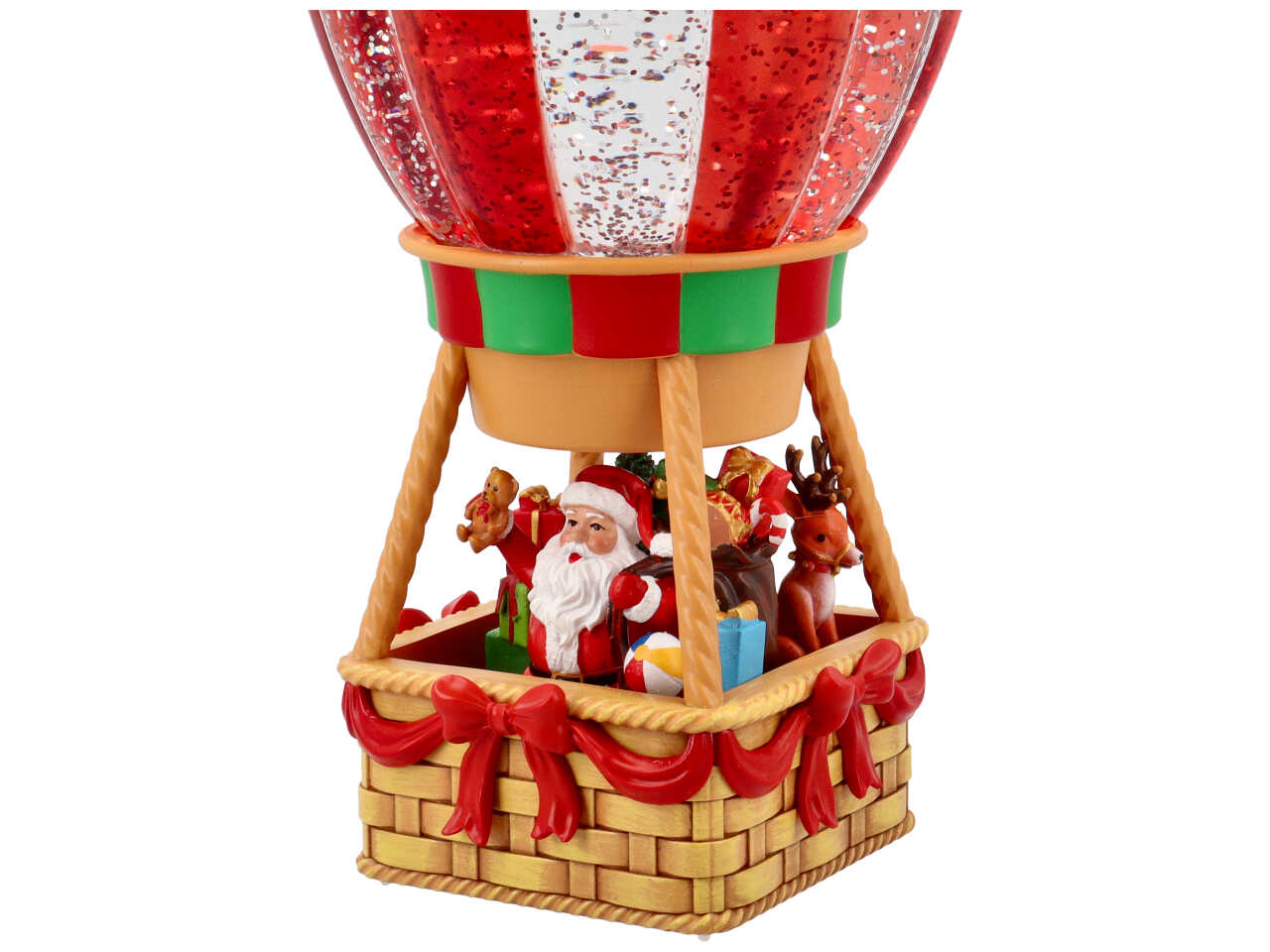 Giostrina natalizia mongolfiera con babbo natale e animali con acqua 12x12x24,8cm con led