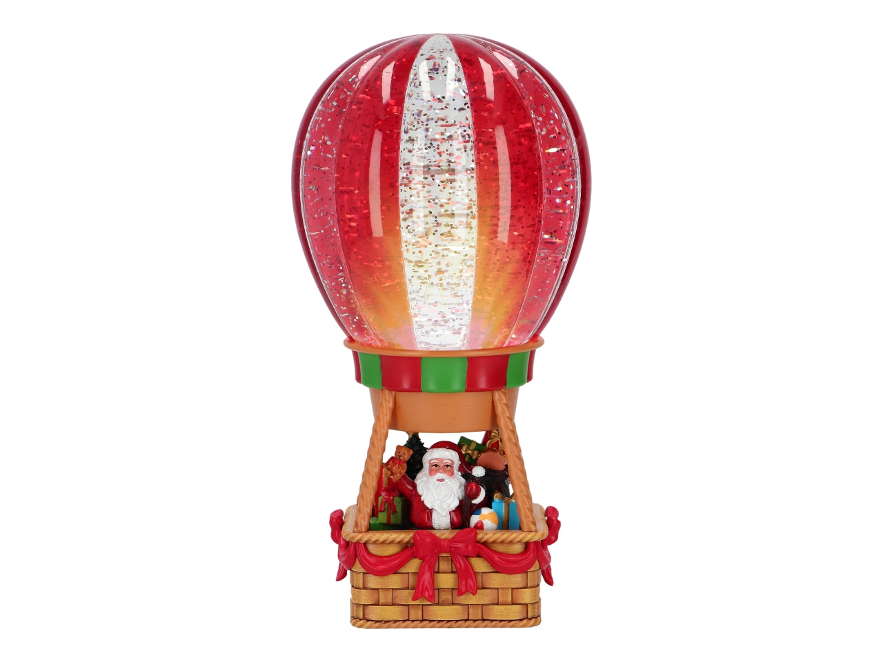 Giostrina natalizia mongolfiera con babbo natale e animali con acqua 12x12x24,8cm con led