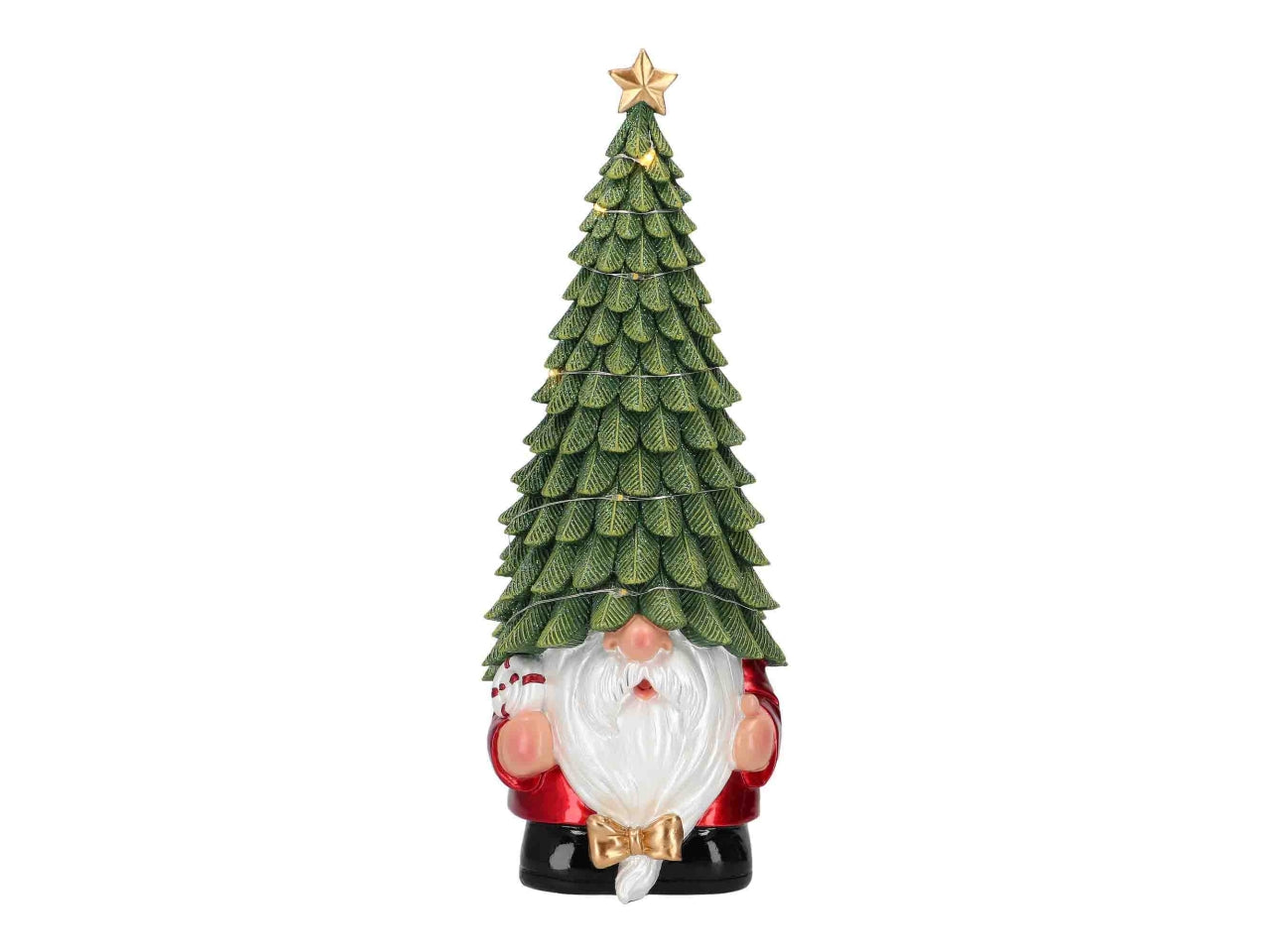Gnomo con cappello ad albero 11x11x29,5cm verde con led