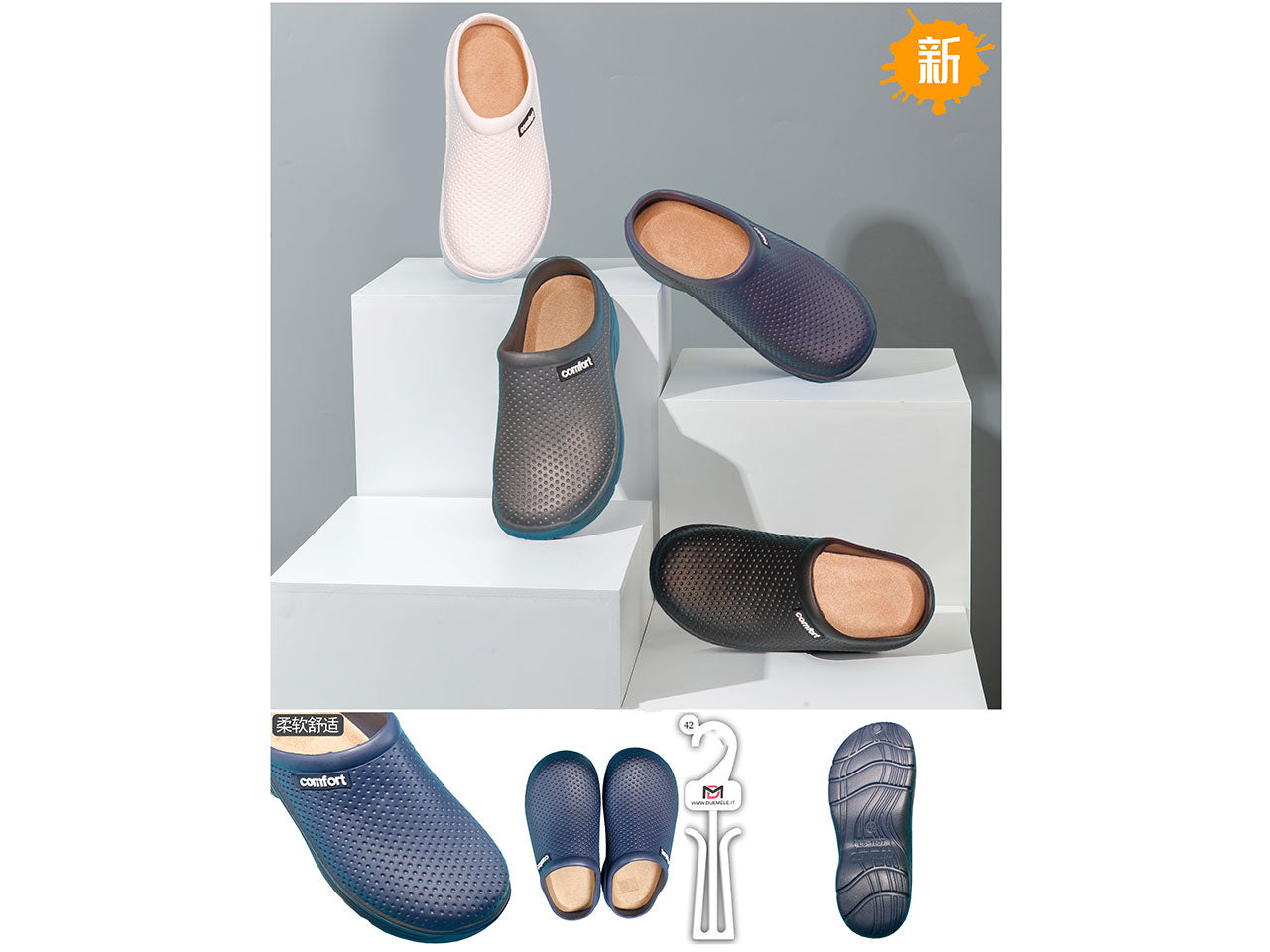 Sandali da uomo in plastica eva, colori assortiti, taglie dalla 40 alla 45 - Due Mele