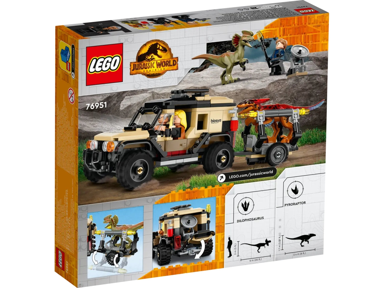 Lego trasporto del piroraptor e del dilofosauro.