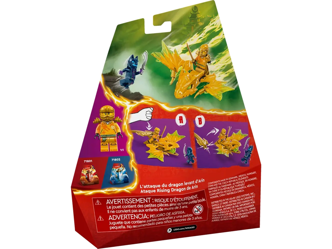 Lego ninjago attacco del rising dragon di arin