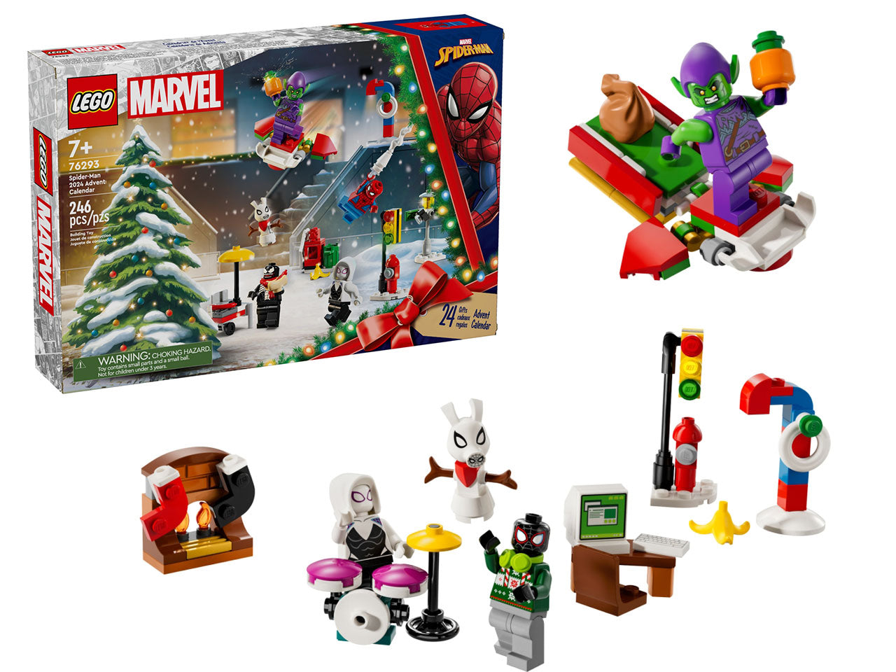 LEGO Marvel - Calendario dellAvvento per bambini con sorprese supereroiche: Calendario dellAvvento 2024 Spider-Man con 24 sorprese giornaliere per i bambini e le bambine dai 7 anni in su 76293