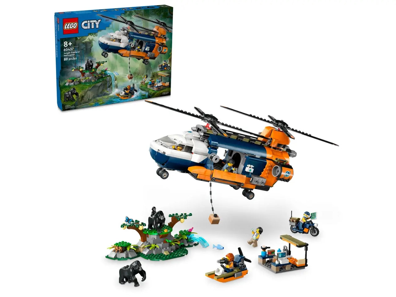 Lego City Exploration Elicottero dellesploratore della giungla, set di costruzioni in scatola da 881 pezzi, per ragazzo 8+ anni 60437