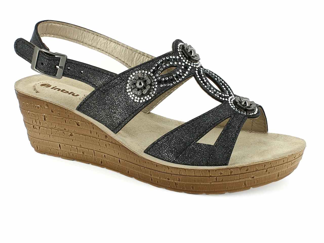 Ciabatte a fascia glamour nero taglia 35-41